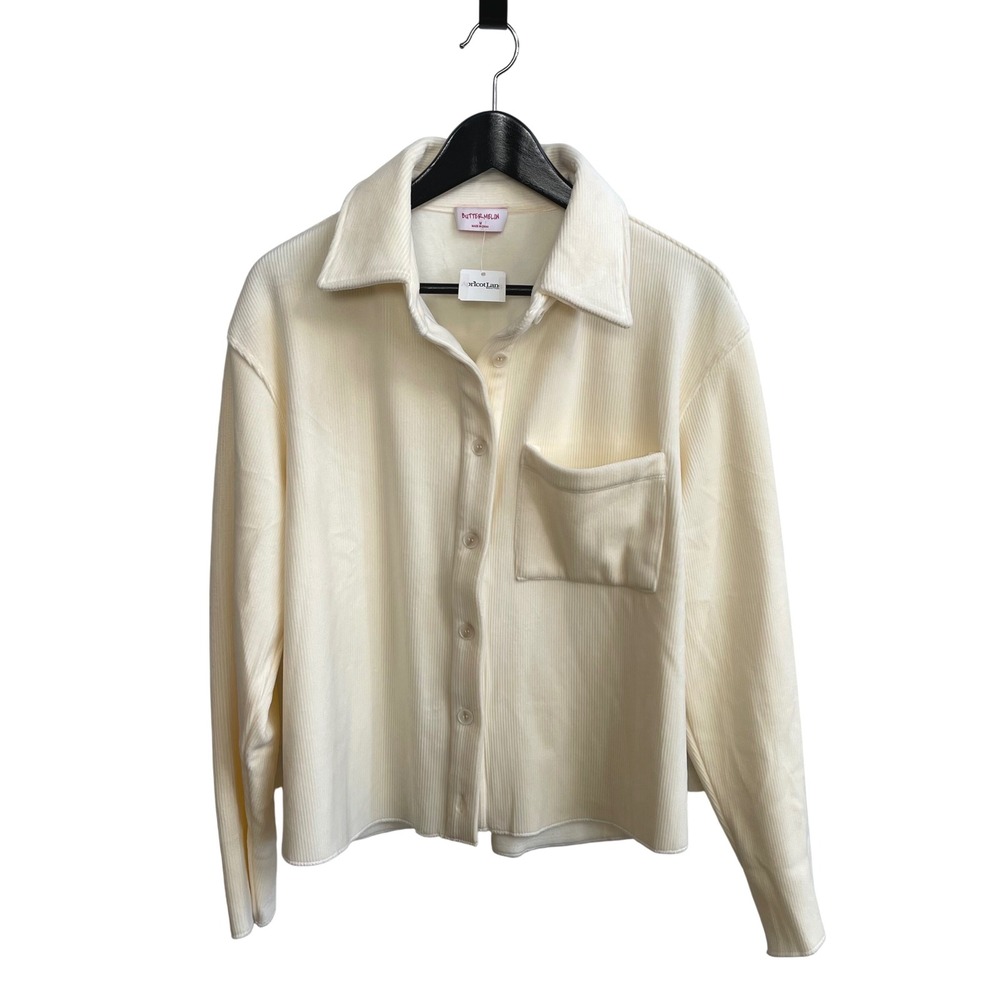 Butter Melon Cream Corduroy Button Up Shirt Jacket Shacket‎ Womens Medium